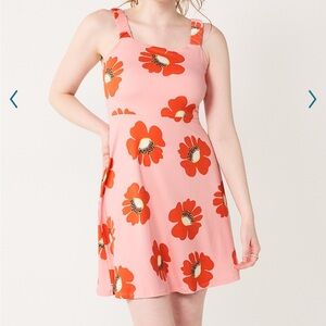 SO Juniors Pink Floral Square Neck Skater Sundress